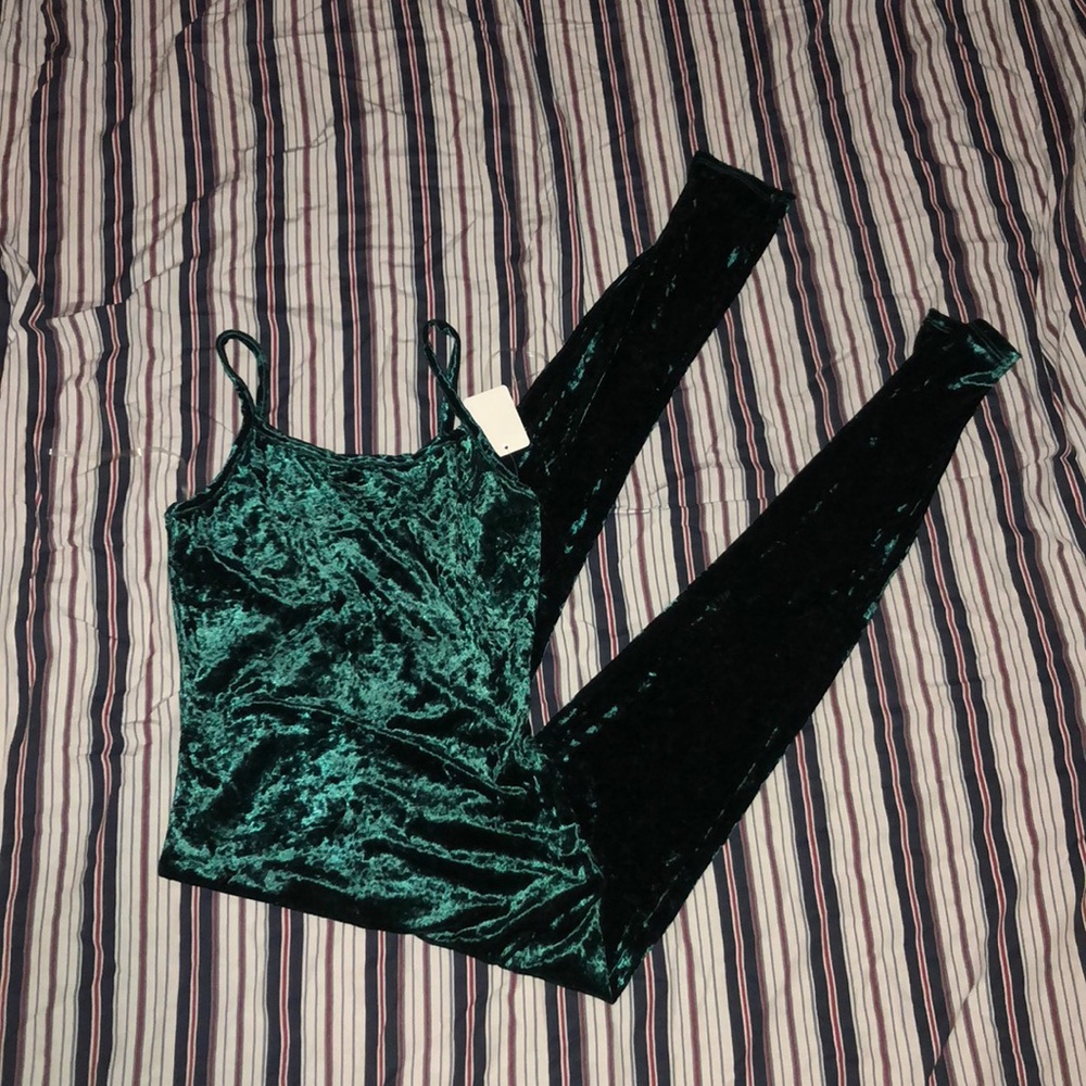 Green velvet jumpsuit